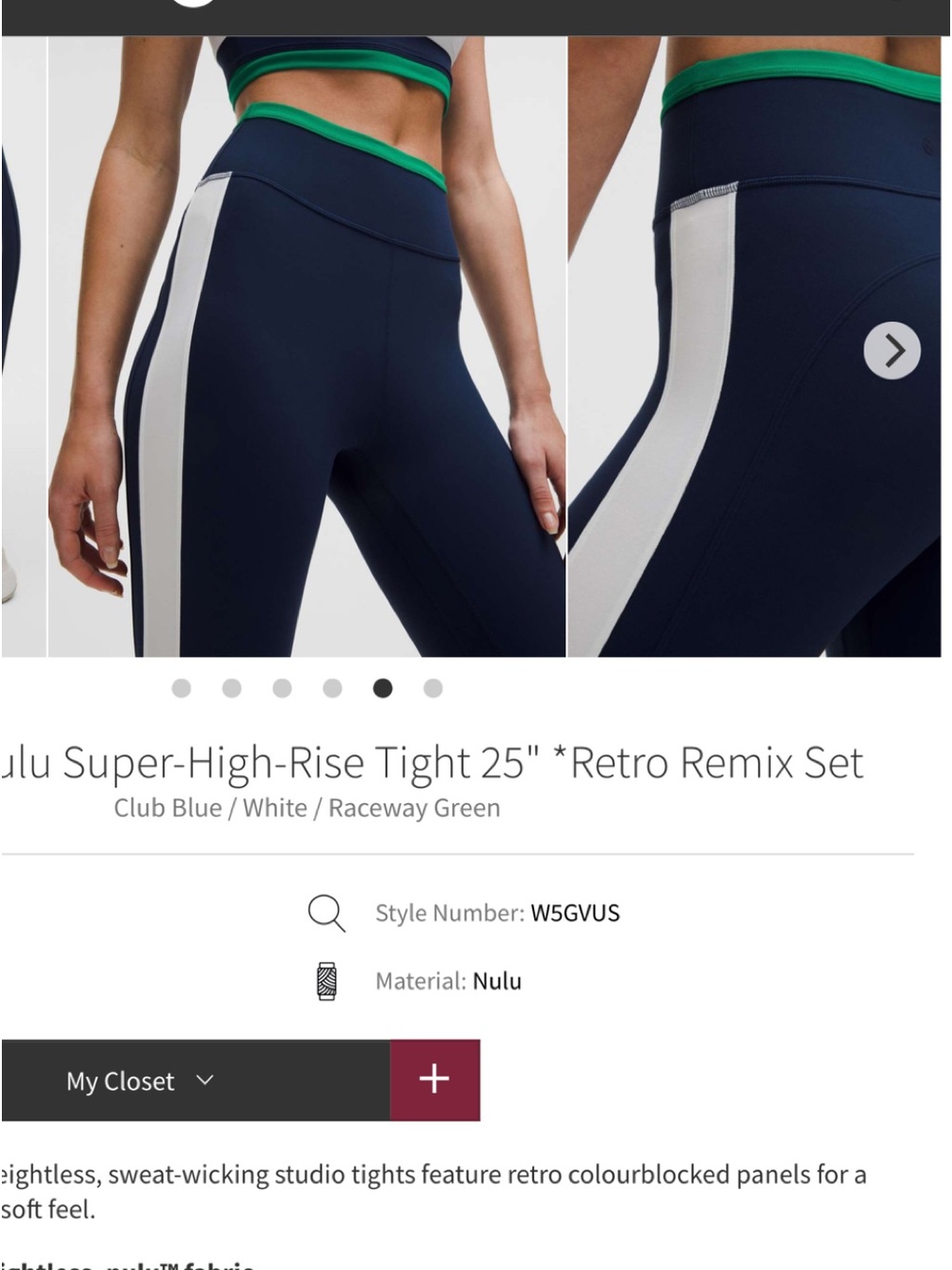 Final Price-No Offers! Lululemon Nulu Colorblock Navy and White Leggings- Size 6